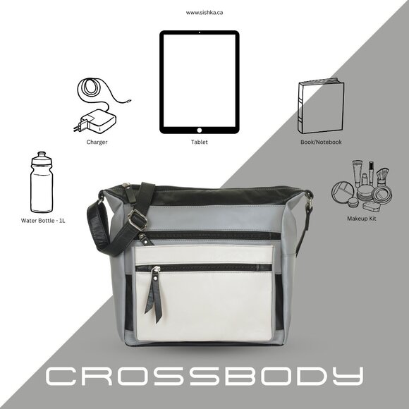 Genuine Leather Women’s Grey Crossbody Sling Bag – Everyday Travel Shoulder Bag - Picture 3 of 9